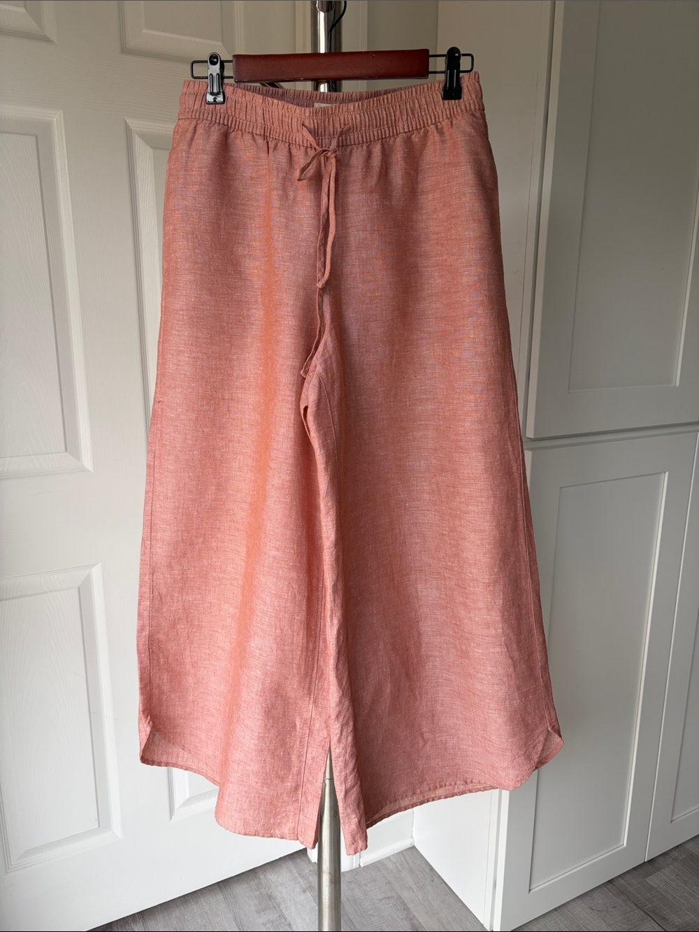 UpWest Coral Wide-Leg Linen-Blend Pants, Size S.